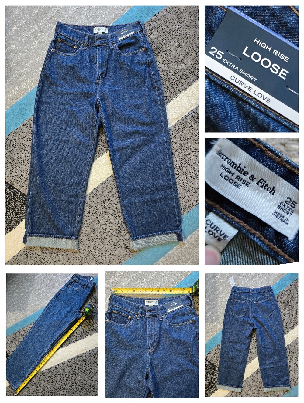 Abercrombie & Fitch Curve Love High Rise Loose Jean,  25 EXTRA SHORT, NWT